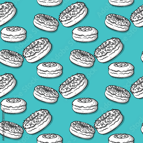 Scattered Mix Monochrome Donut Seamless Pattern Vector