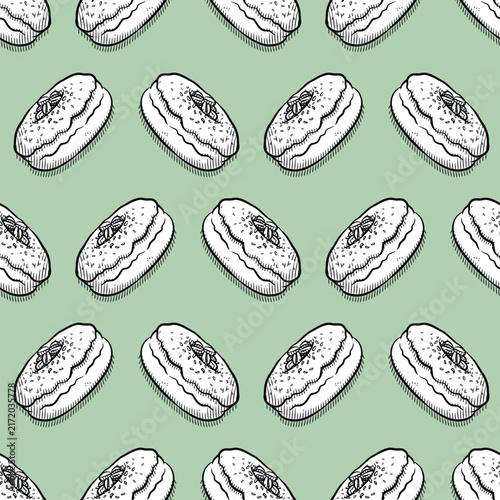 Monochrome Coffee Bean Donut Seamless Pattern Vector