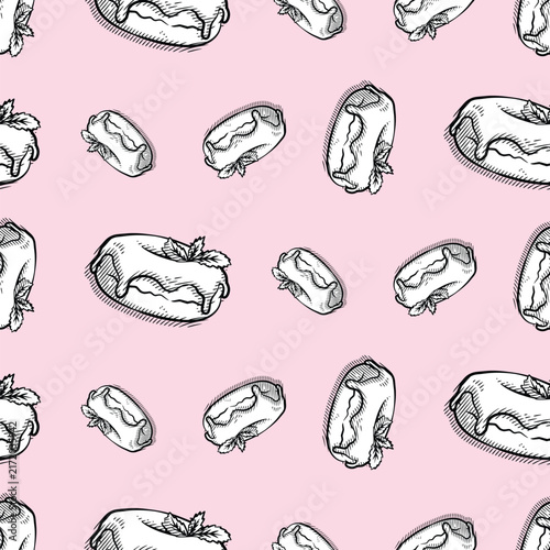 Monochrome Glazed Donut Seamless Pattern Vector Art
