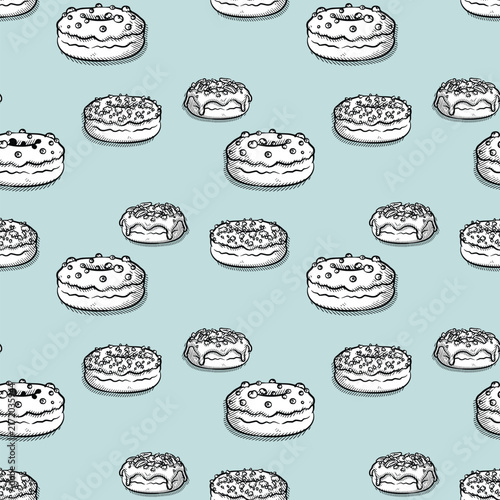 Assorted Monochrome Donut Seamless Pattern Vector Art