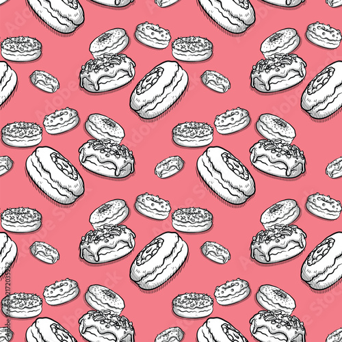 Assorted Mix Donut Clusters Seamless Pattern Vector