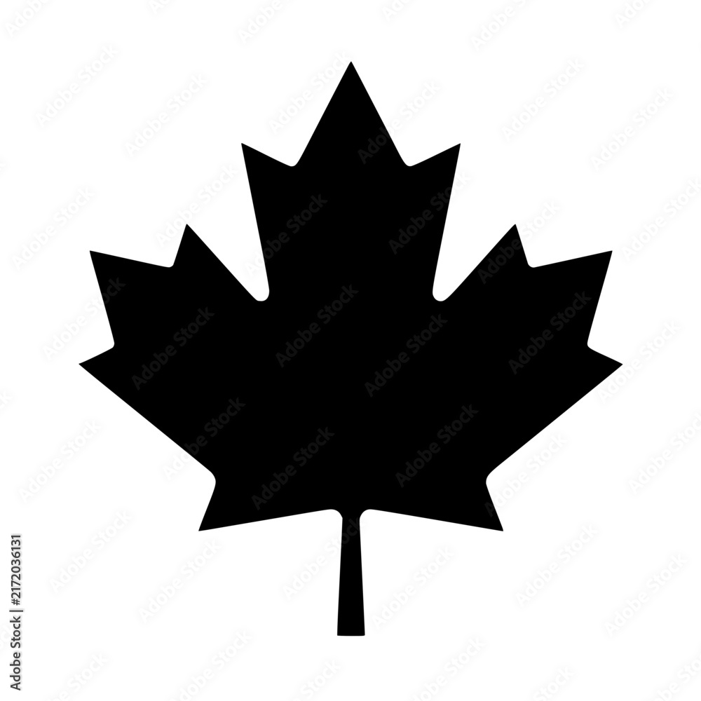 Naklejka premium Autumn leaf canadian icon flat outline in black