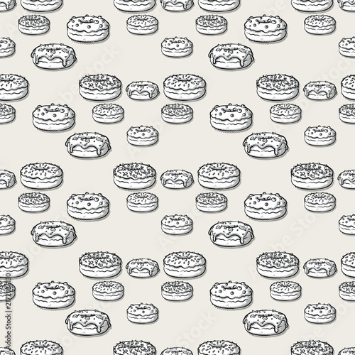 Assorted Mix Donut Seamless Pattern Vector Art