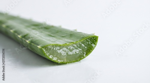 Aloe Vera Leaf Cut Open Isolated on White Background
