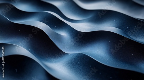Abstract Fluid Waves in Deep Blue Tones with Elegant Curves and Soft Lighting for Modern Backgrounds