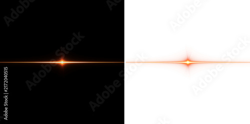 Elegant Golden Horizontal Light Beam With Bright Central Sparkle And Lens Flare On Transparent Background