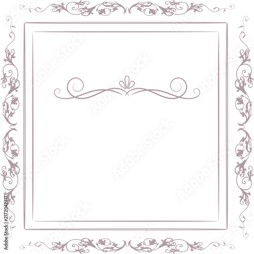 Elegant blank wedding invitation frame with floral border and decorative garland design