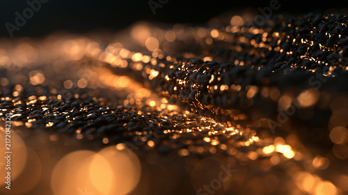 Luxury Golden Sparkling Fabric Texture with Warm Bokeh