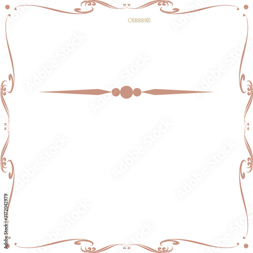 Elegant gold wedding invitation frame with floral border and blank center for custom text