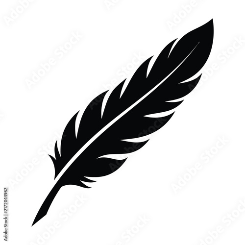 Black Feather Silhouette Icon On White Background