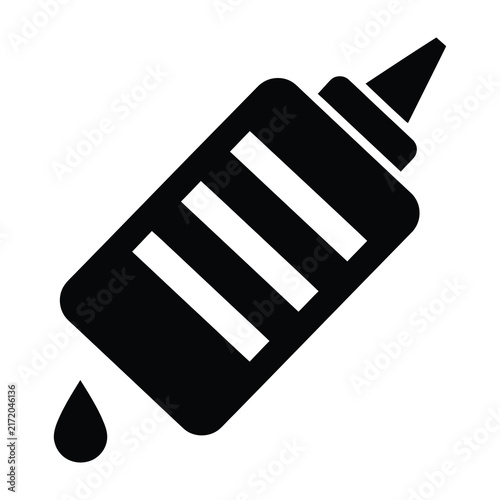 Glue bottle icon with a droplet symbol for arts and crafts project design elements