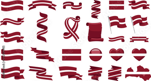 Foto Latvia national flag vector illustration collection featuring country map ribbon