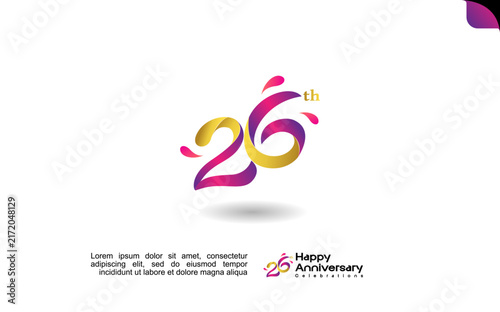 26th happy anniversary celebration logo template with colorful abstract design on a clean white background. Editable file.