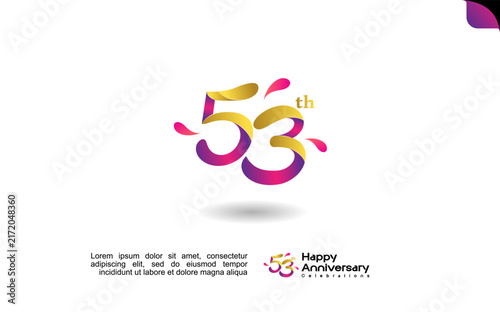 53rd happy anniversary celebration logo template with colorful abstract design on a clean white background. Editable file.