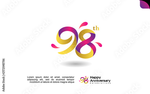 98th happy anniversary celebration logo template with colorful abstract design on a clean white background. Editable file.