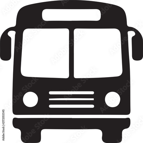 School Bus Vector Graphic Silhouette Front View Icon