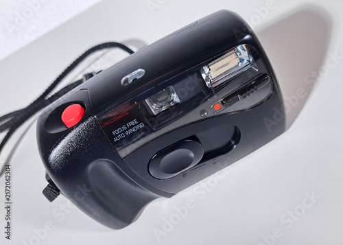 A retro 35mm film compact 'point & shoot' camera