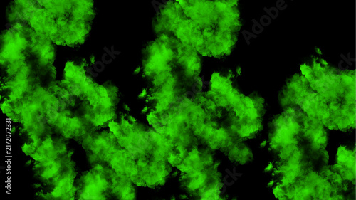 Green smoke texture on black background
