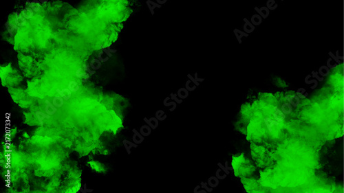 Green smoke texture on black background