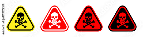 фотографія Danger Warning Sign Set, Skull and Crossbones Toxic Hazard Symbols