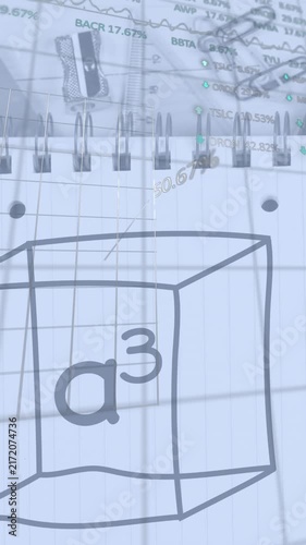 Animation of data processing over school equipment