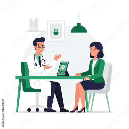 Doctor Consulting Patient With Digital Tablet In Modern Office