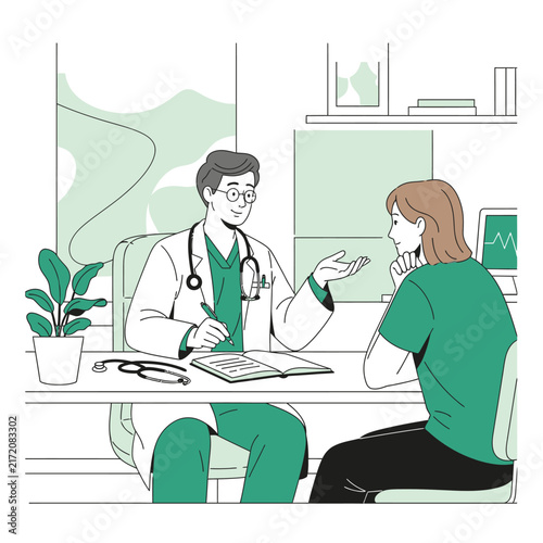 Doctor Consulting Patient In Medical Office Setting With Professional And Calm Atmosphere