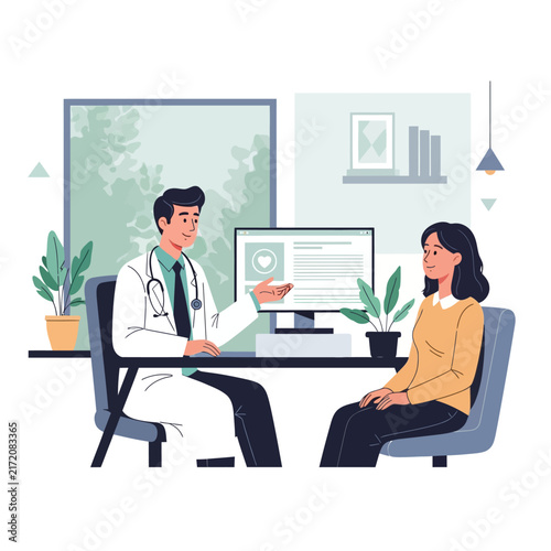 Doctor Consulting Patient In Modern Clinic Office
