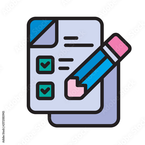 School Test or Checklist with Pencil Icon
