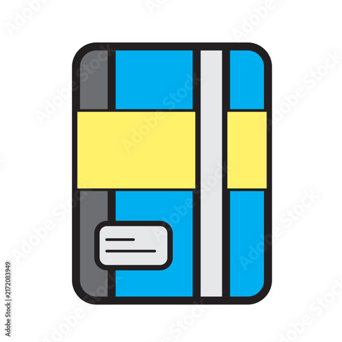 School Notebook Blue Yellow Cover Study Icon