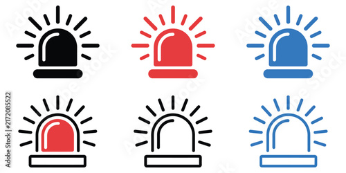 Obraz na plátne Emergency siren vector icon featuring police lights and ambulance symbols for se