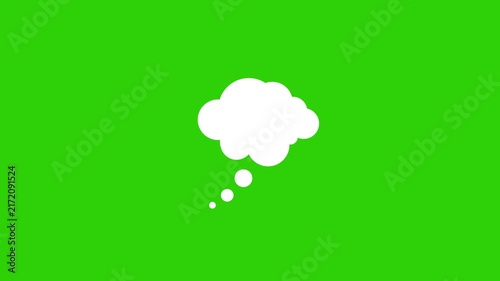 Thought bubble animation on Alpha channel, minimalist comic cloud motion graphic, animated thinking icon, silhouette dream bubble element, creative brainstorming concept visual.