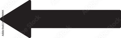 Minimalist black arrow pointing left, bold directional sign vector, simple navigation symbol for web and print design