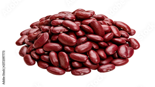 Fotografie Pile of dark red kidney beans, isolated on transparent background