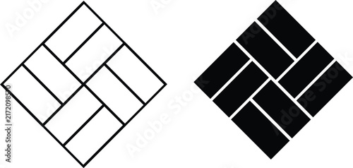 Parquet floor tile pattern parquet flooring vector icon set. Parquet wood block flooring weave pattern and home renovation construction material symbol