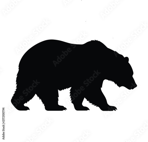 Black bear walking silhouette against a white background