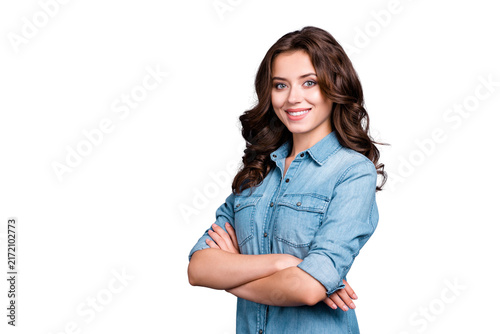 Fotografie Profile side view, half-turned nice charming attractive cheerful magnificent ado