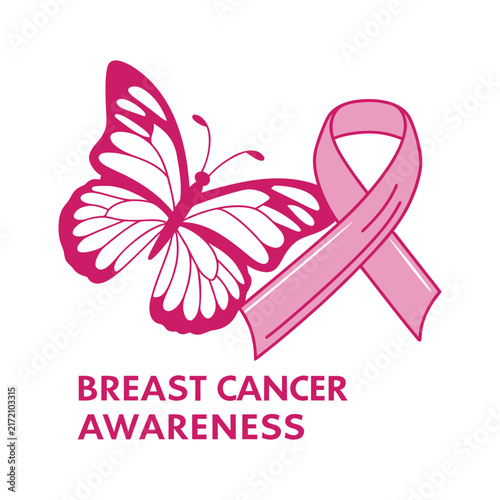 Breast Cancer Awareness Butterfly Pink Ribbon Design vector