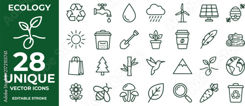 Set of ecology and environment line vector icons