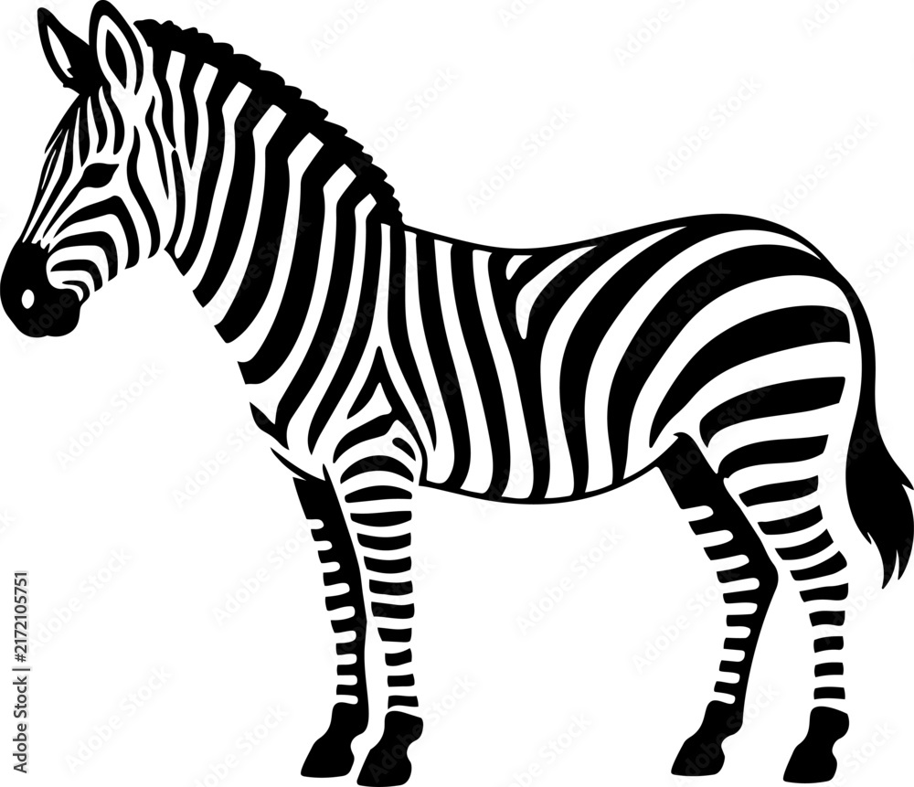 Obraz premium Zebra animal icon silhouette illustration isolated on white background for wildlife, nature and African animal design projects.