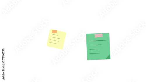 Konstfotografi Two colorful paper sticky notes with handwritten text