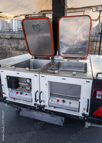 Obraz na plátně Mobile field kitchen designed to provide food and hot meals during emergency and rescue operations