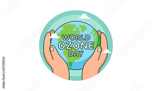 world ozone day hands holding earth vector