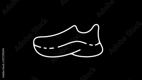 Stylized sneaker video graphic element with transparent alpha channel. Footwear appearing animation.