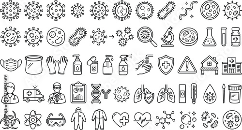 Obraz na plátně Medical virus, healthcare protection, laboratory research, pandemic prevention,