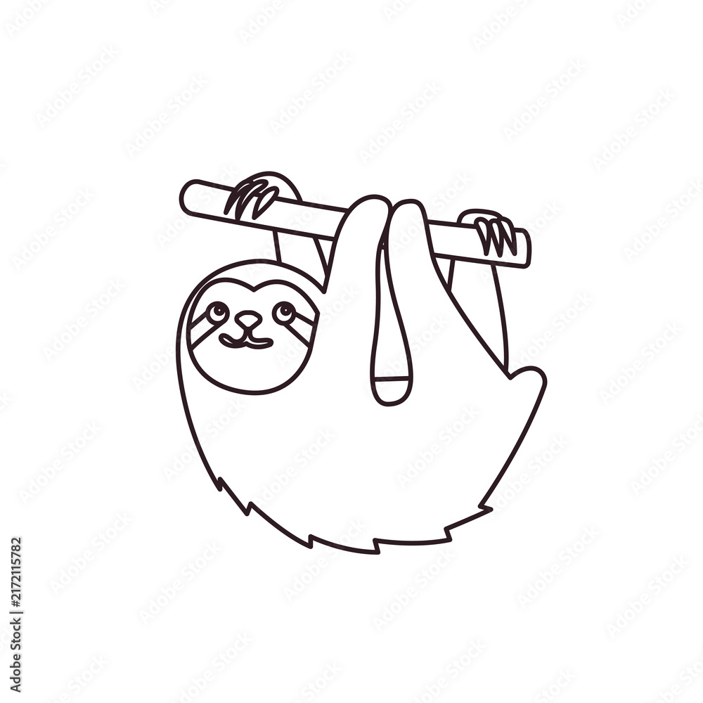 Naklejka premium sloth animal cute emoji symbol sign icon vector illustration isolated flat