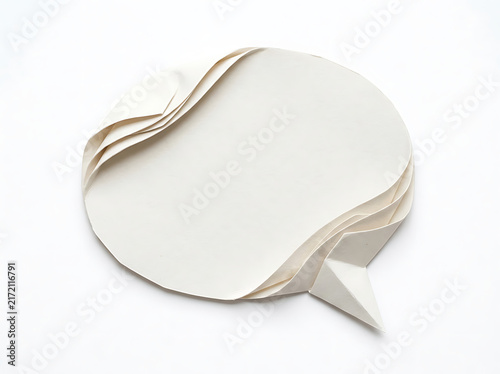 Creative White Paper Speech Bubble Shape With Ribbon Design transparent background