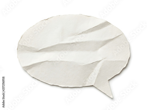 Creative crumpled paper speech bubble graphic design element with transparent background transparent background