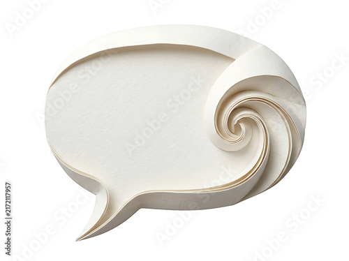 Creative white speech bubble with elegant spiral design graphic element transparent background