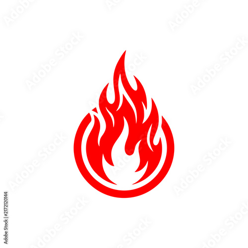 fire flame round logo design